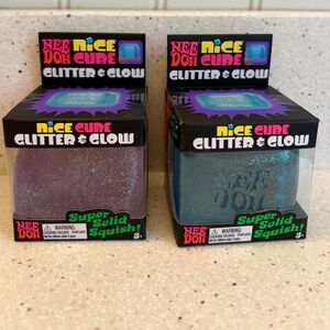 2 NeeDoh Glitter & Glow Nice Cubes